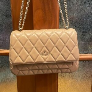 Kate Spade Carey Medium Flap leather shoulder bag in tiramisu moose- camel color